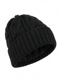 Free people Ladies Coast Line Knit Beanie Black Cable Knit Ribbed Cuff