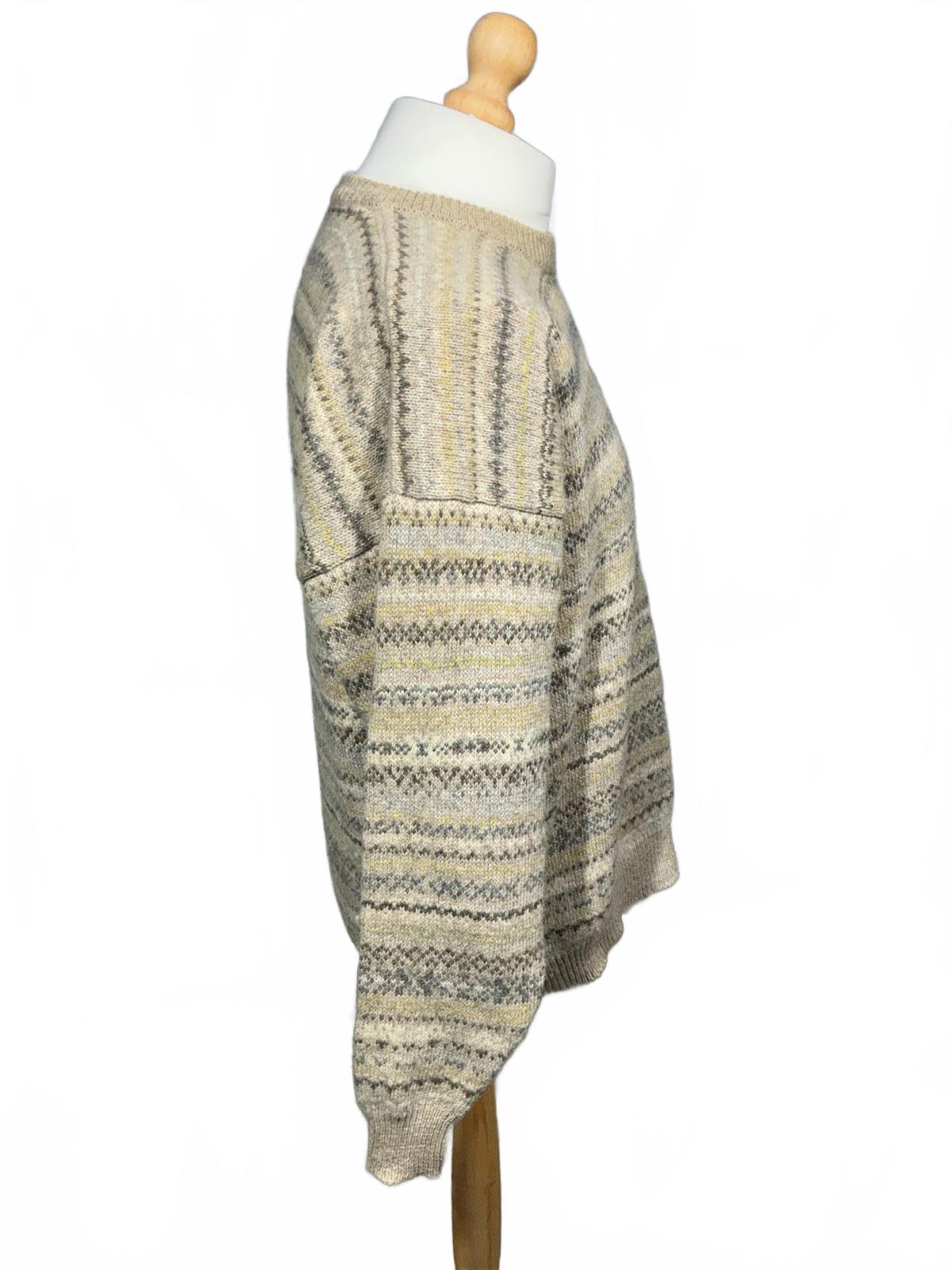 Mens Vintage Patterned Wool Sweater