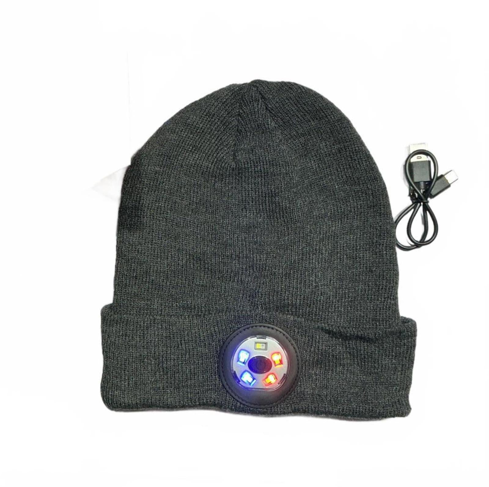 LED Beanie Hat with Built-in Light for Camping and Hiking