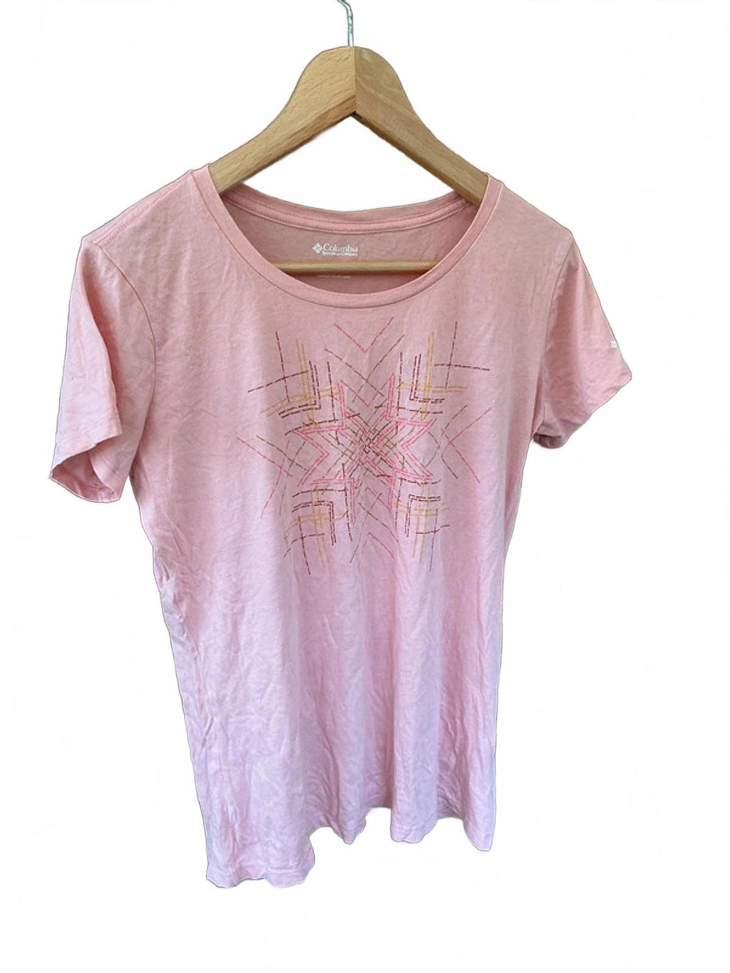Columbia Pink Embroidered Short Sleeve T-Shirt Size L/G Casual Wear