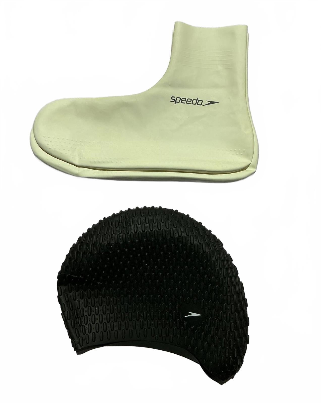 Speedo Swim Shoe Covers Size Approx 26cm and Speedo Bubble swim cap