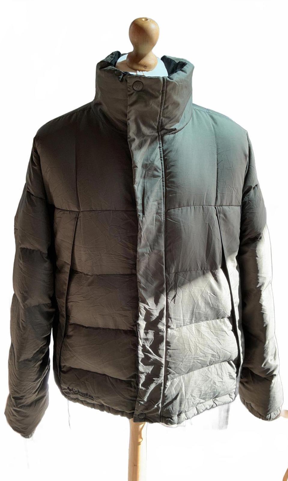 Columbia Men's Puffer Jacket High Collar Lightweight XL Grey Black