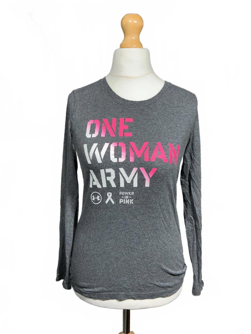 Under Armour Women's One Woman Army Long Sleeve T-Shirt Grey Pink