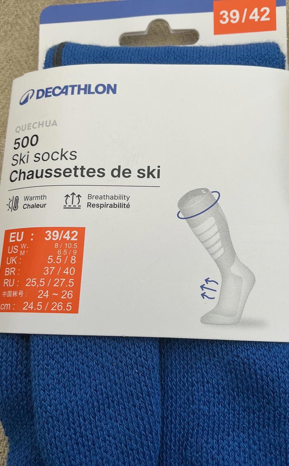Decathlon BL 100 Woman Long Sleeve Top and Quechua 500 Ski Socks Size 5.5-8