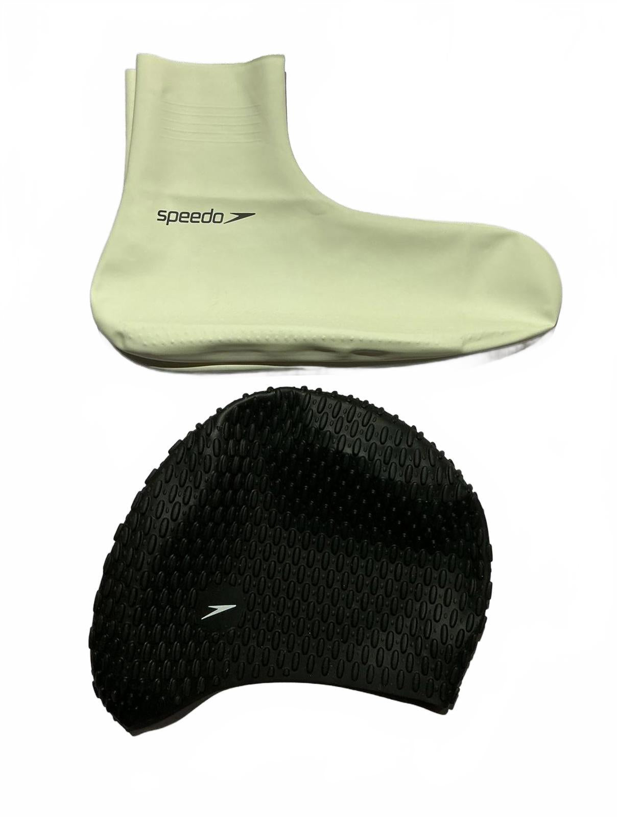 Speedo Swim Shoe Covers Size Approx 26cm and Speedo Bubble swim cap
