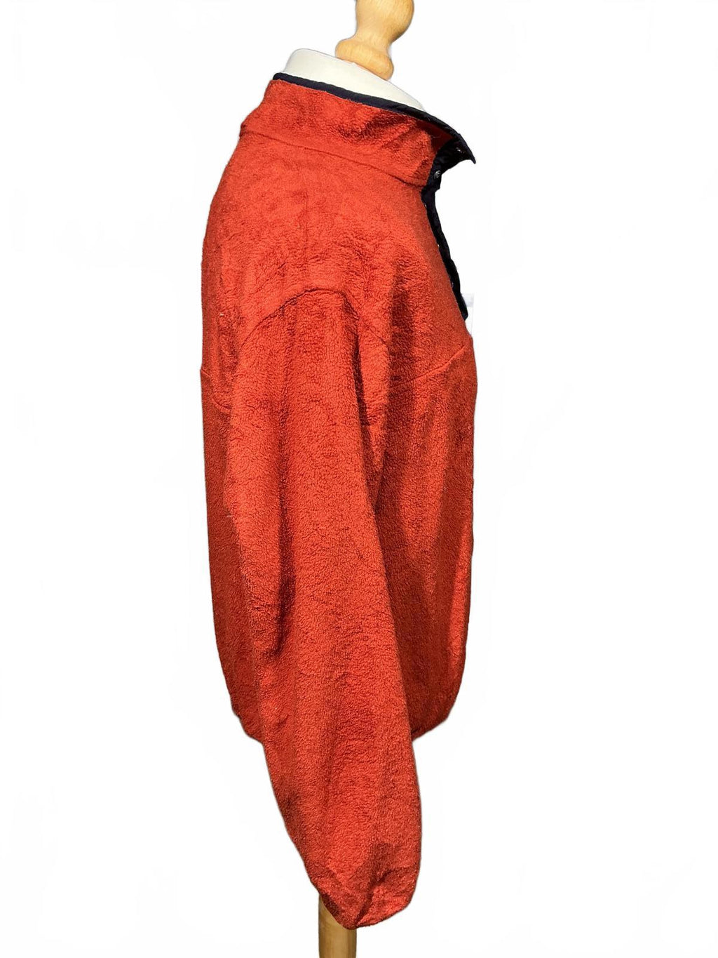 Men's Orange Fleece Jacket with Snap Button Placket