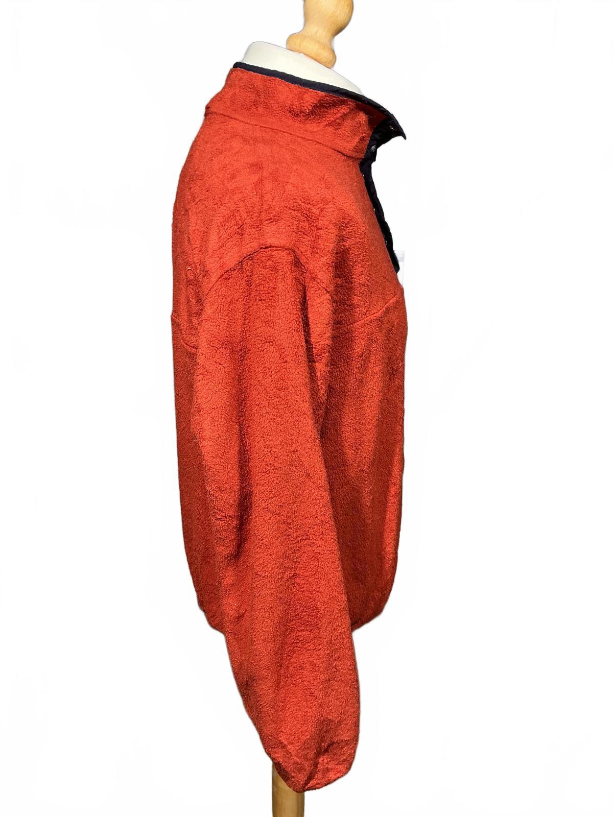 Men's Orange Fleece Jacket with Snap Button Placket