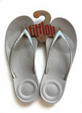 FitFlop Silver Cushion Ergonomic Flip Flops UK Size 6 Comfortable Sandals