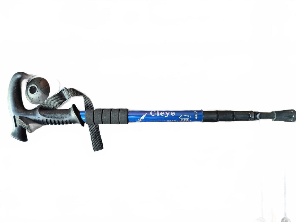 Pair of Cleye Adjustable Trekking Poles Blue Anti-Shock Hiking Sticks One Size