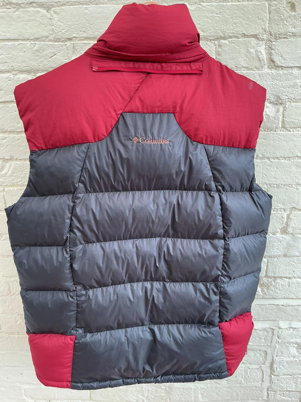 Columbia Men's Puffer Vest Two-Tone Red Gray Large Very Good Condition