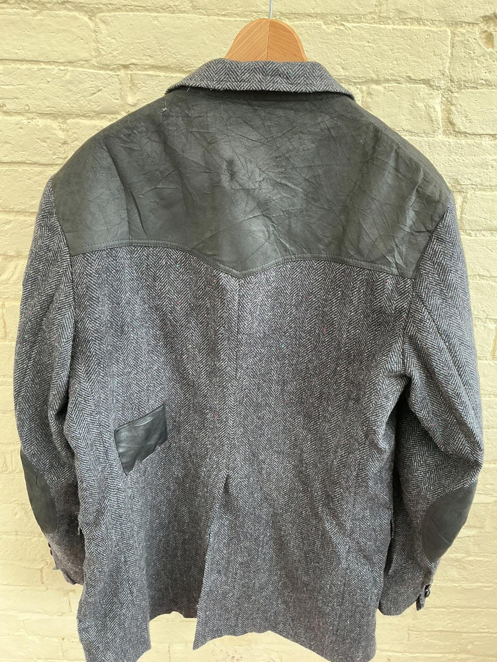Men's Wool Blend Blazer with Leather Accents