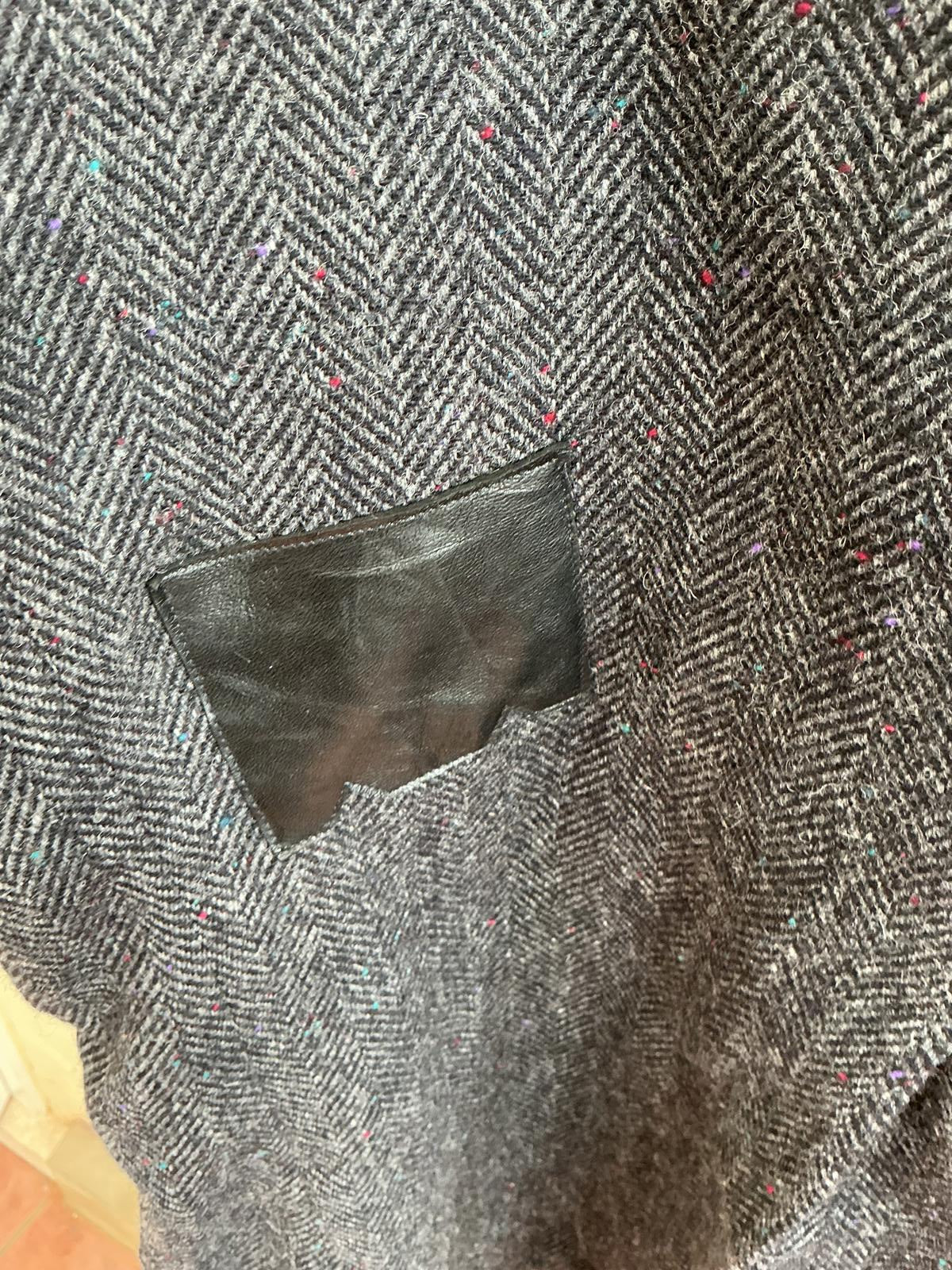 Men's Wool Blend Blazer with Leather Accents