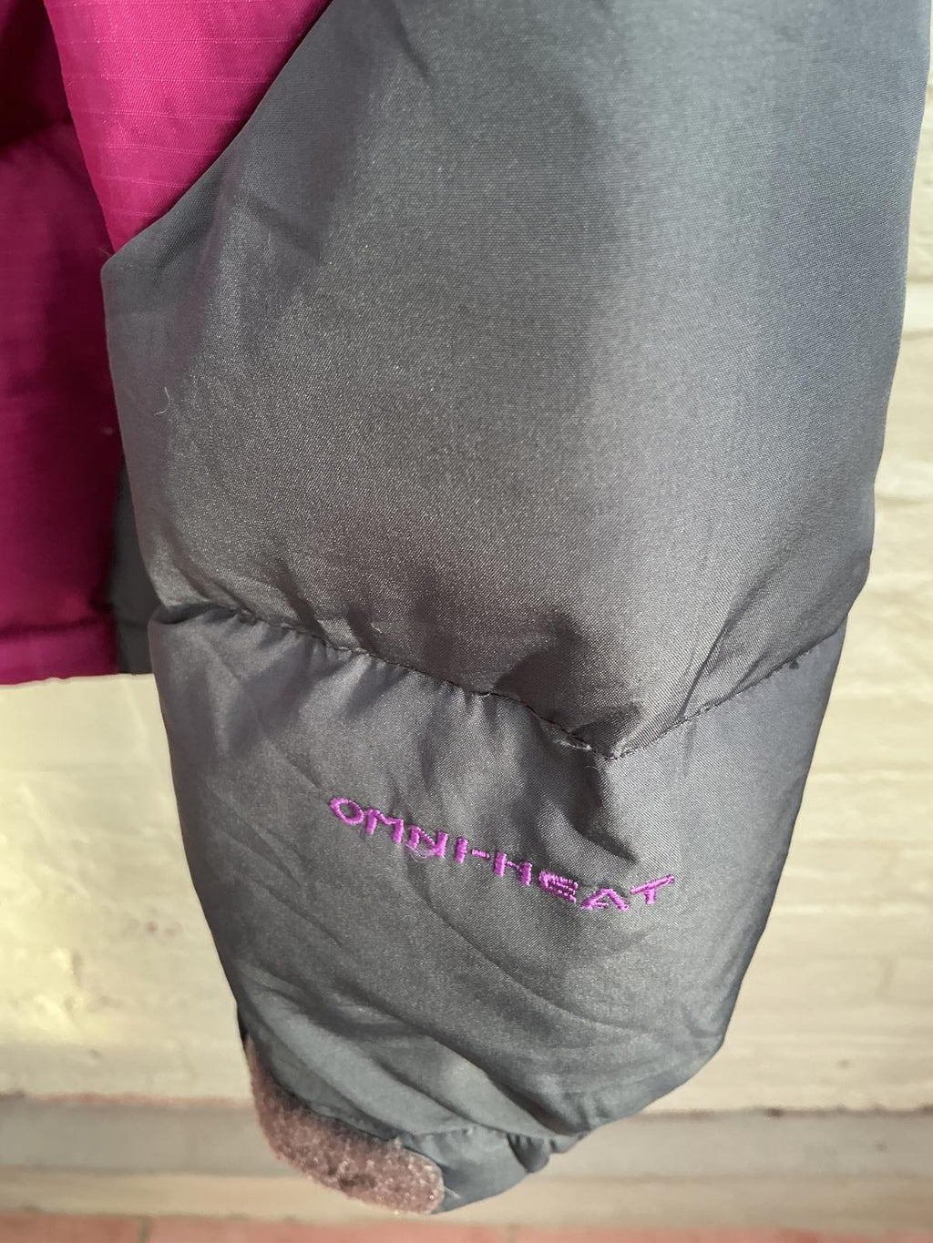 Columbia Women's Insulated Puffer Jacket Omni-Heat Large Pink Gray Very Good