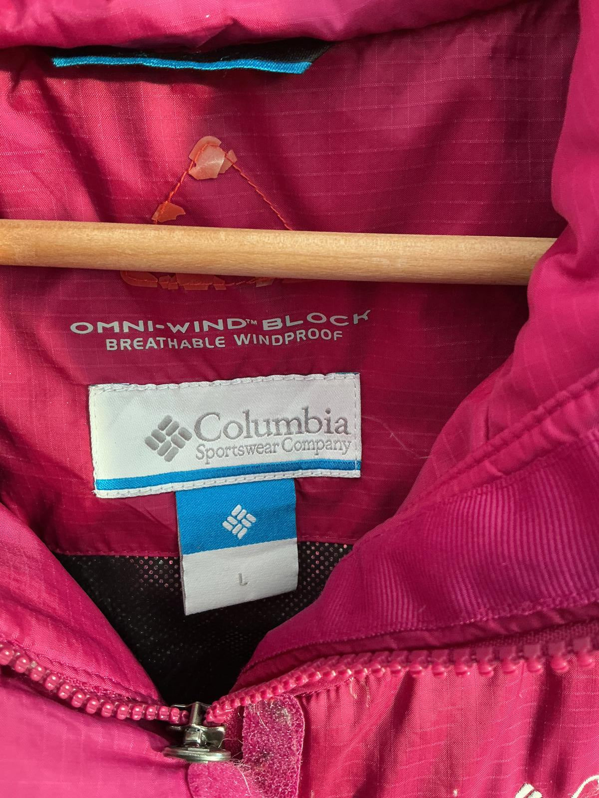 Columbia Women's Insulated Puffer Jacket Omni-Heat Large Pink Gray Very Good
