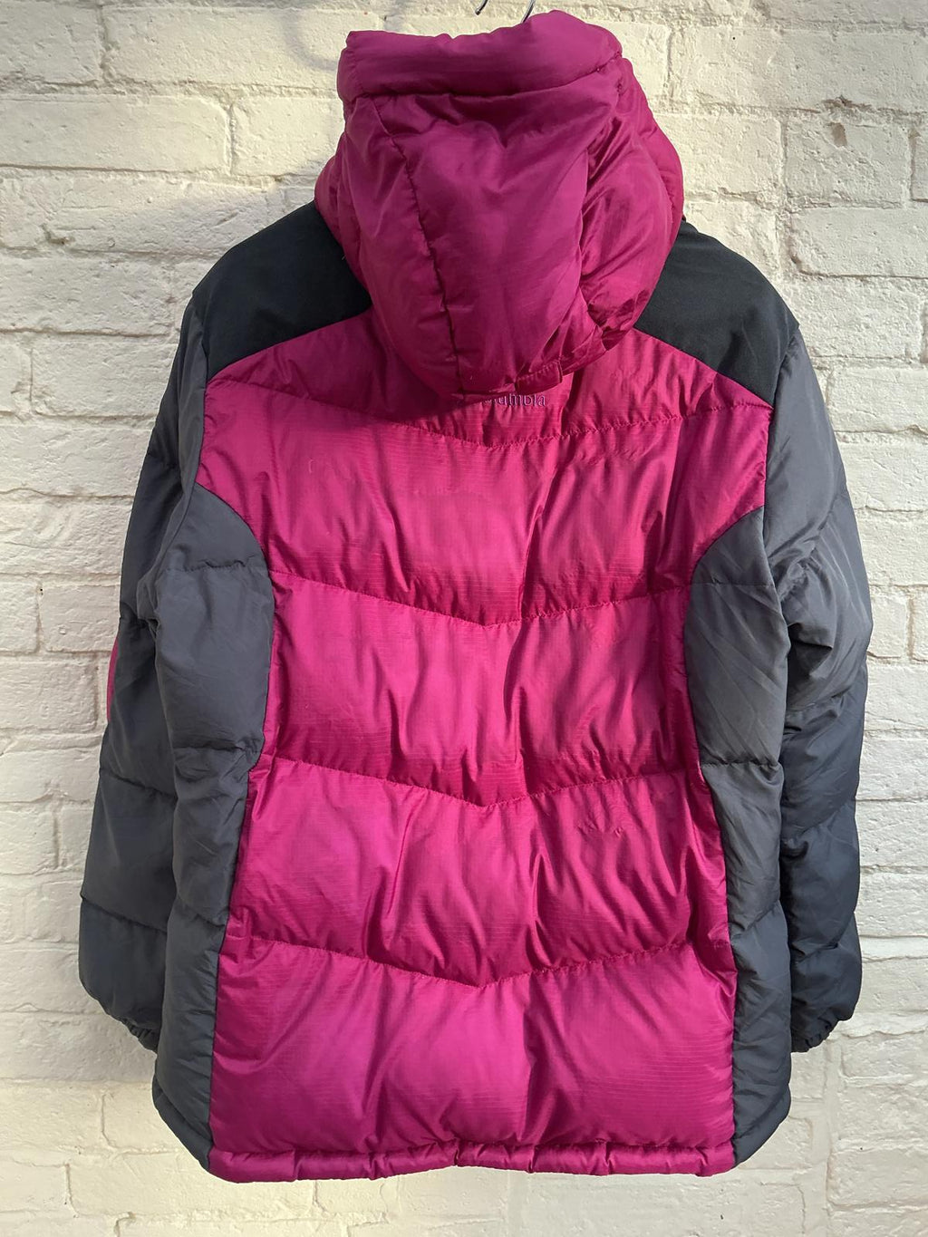 Columbia Women's Insulated Puffer Jacket Omni-Heat Large Pink Gray Very Good