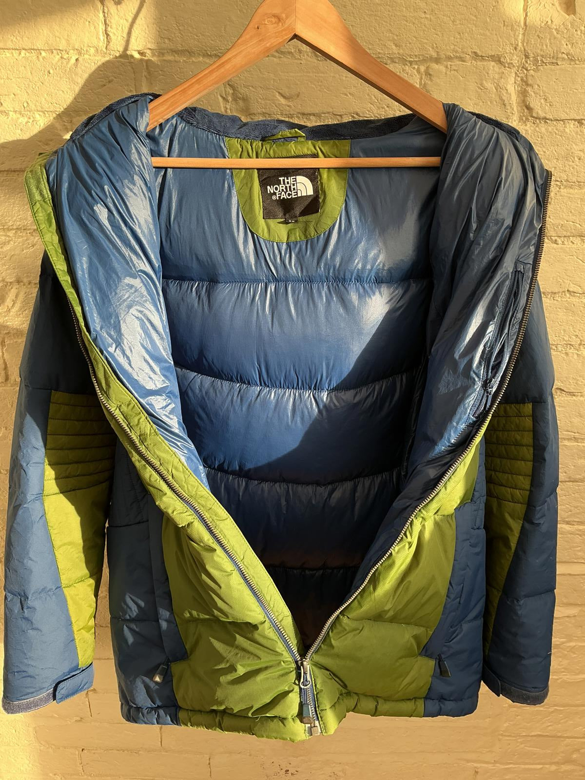 The North Face Women's Puffer Jacket Hooded Insulated Blue Green Very Good