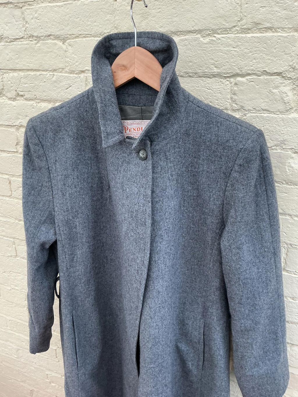 Pendleton Grey Wool Long Coat Women's Outerwear