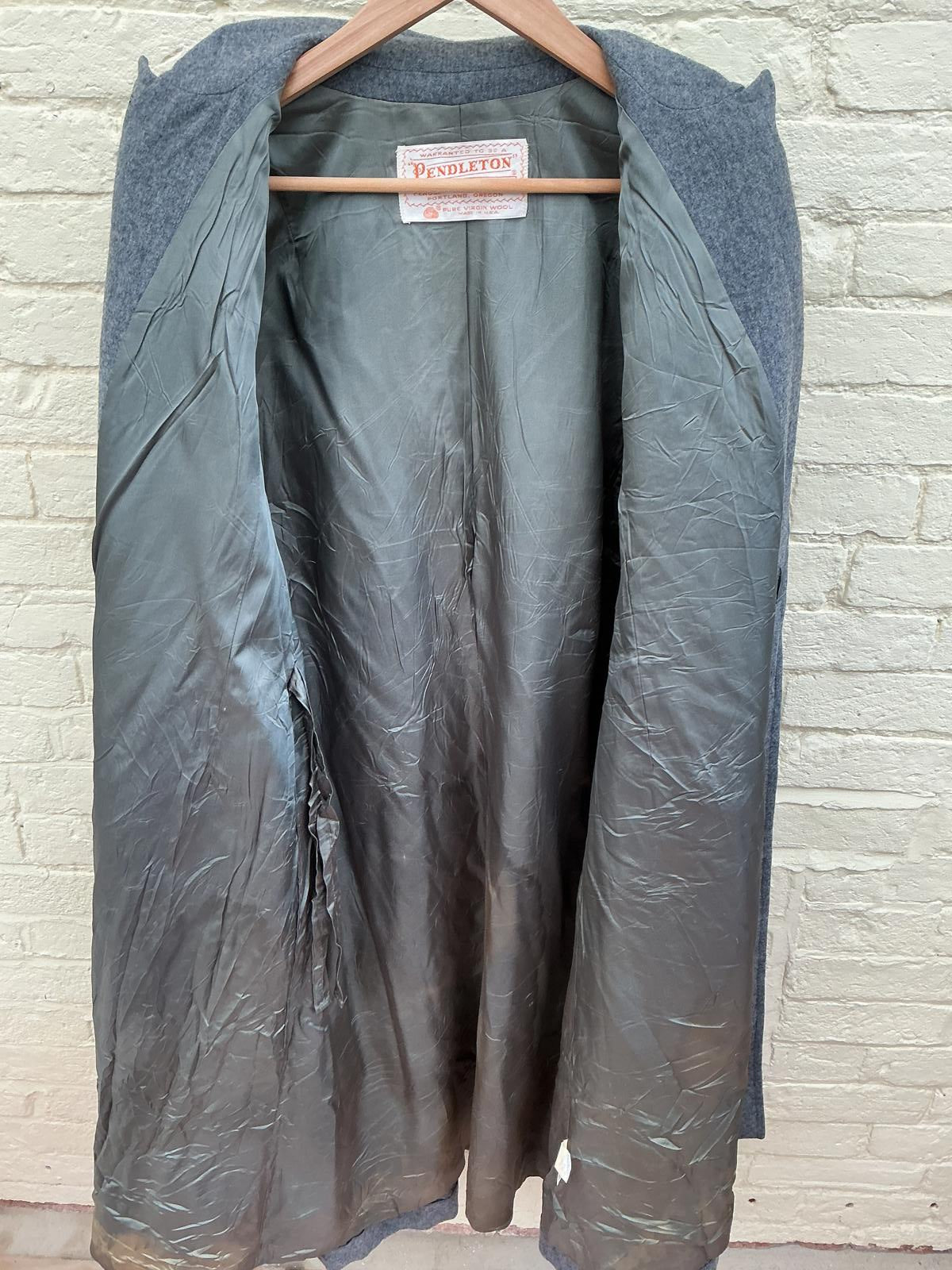 Pendleton Grey Wool Long Coat Women's Outerwear