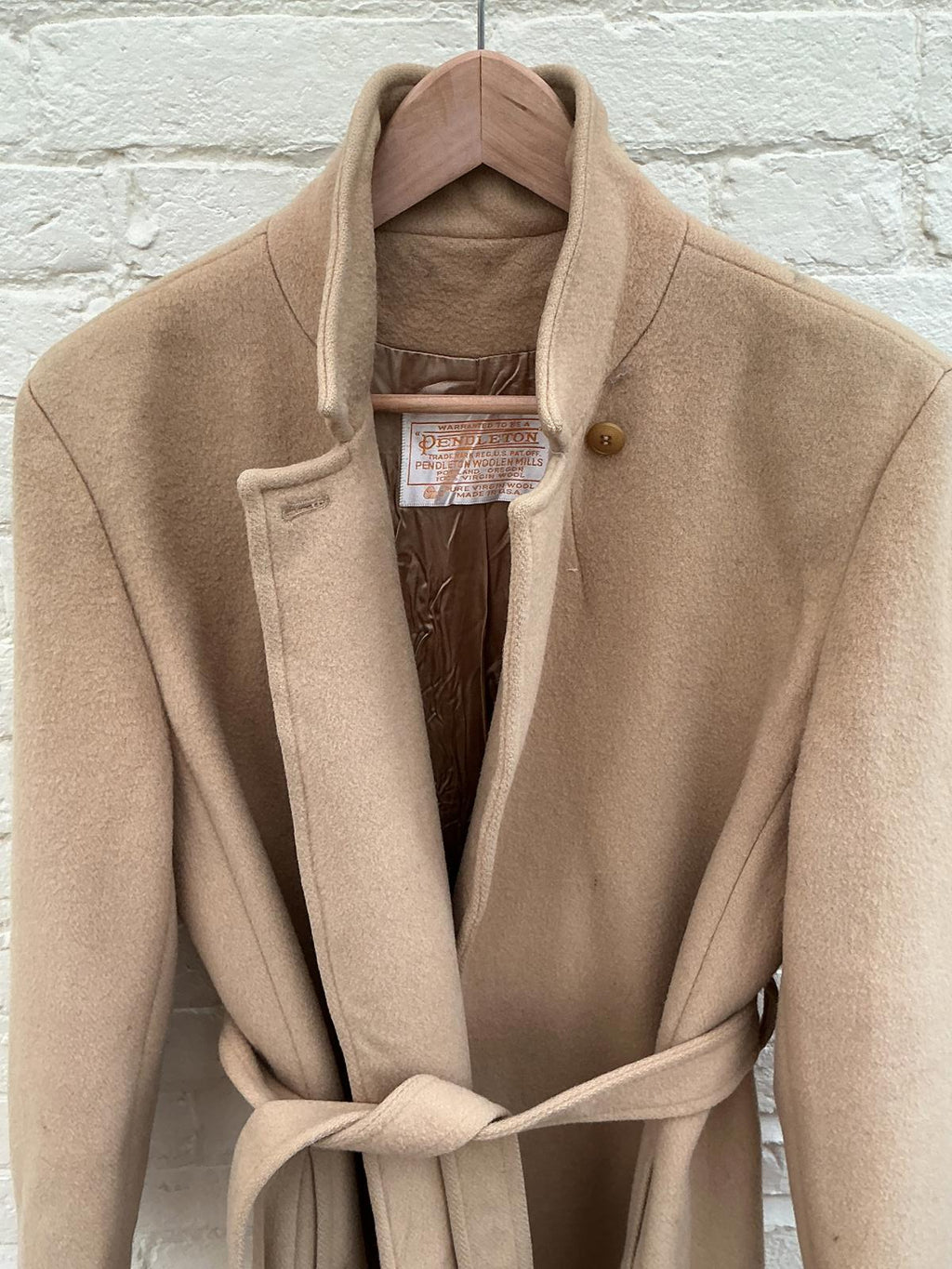 Pendleton Beige Women's Long Wool Trench Coat with Belt