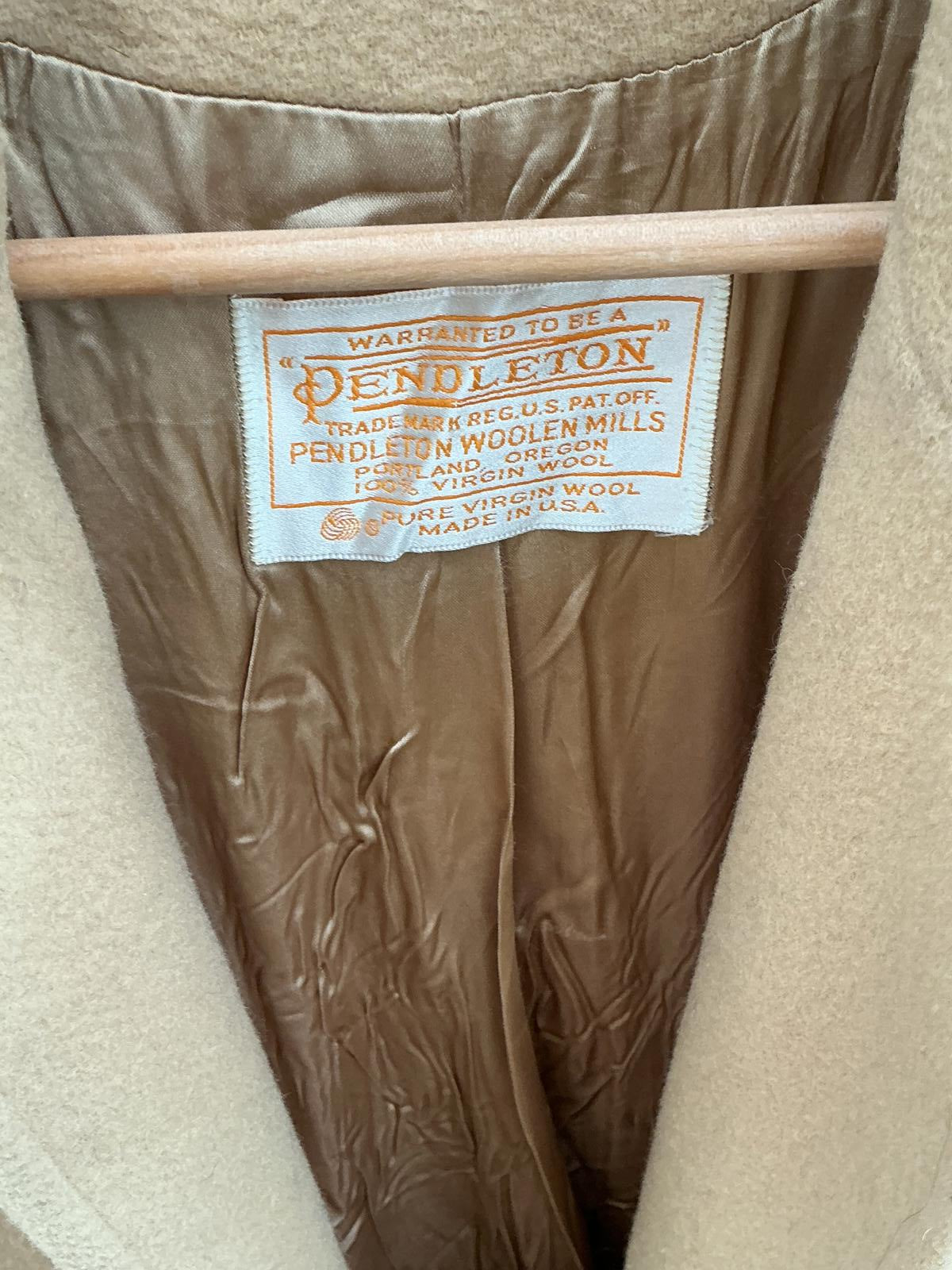 Pendleton Beige Women's Long Wool Trench Coat with Belt