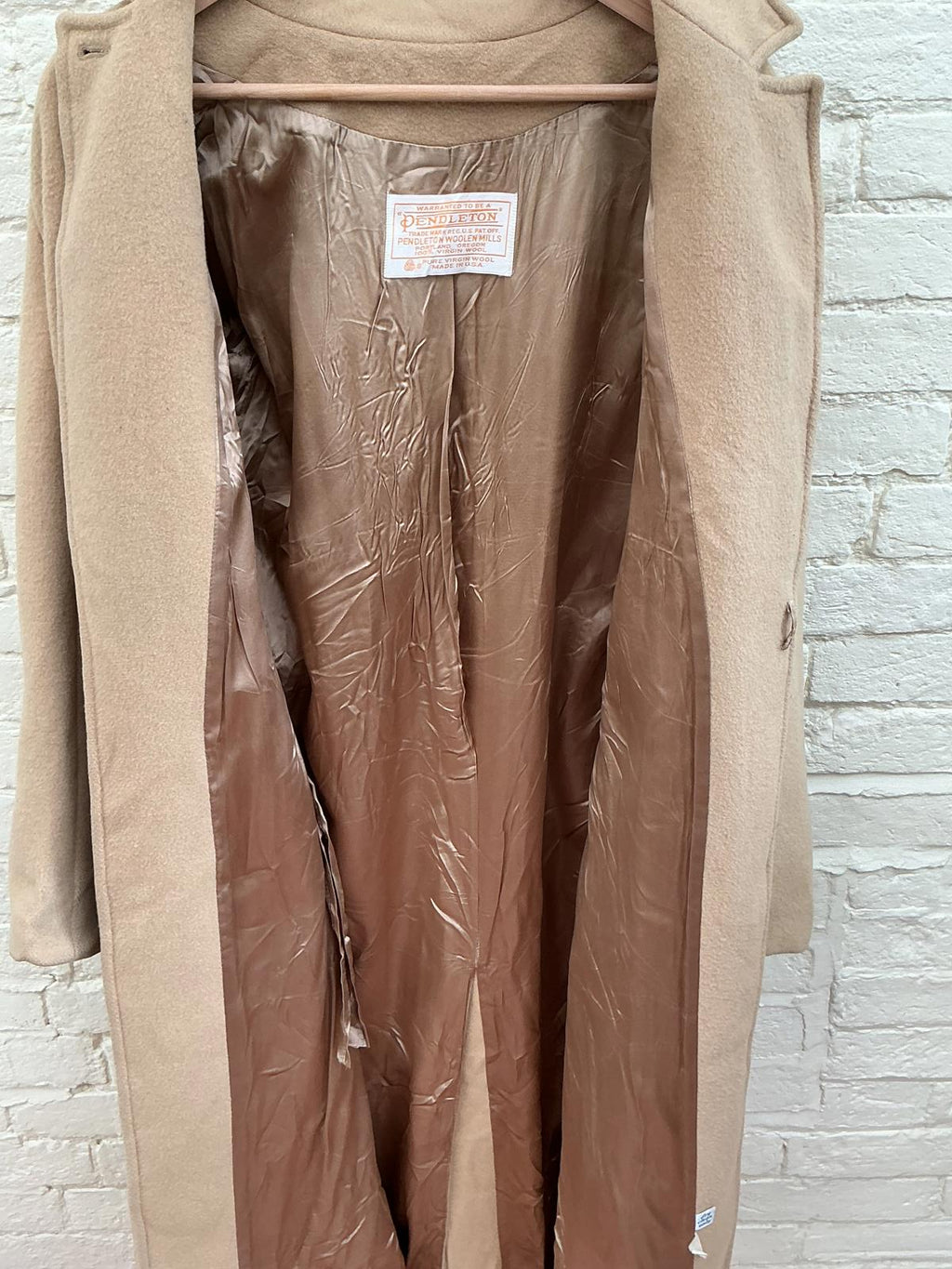 Pendleton Beige Women's Long Wool Trench Coat with Belt