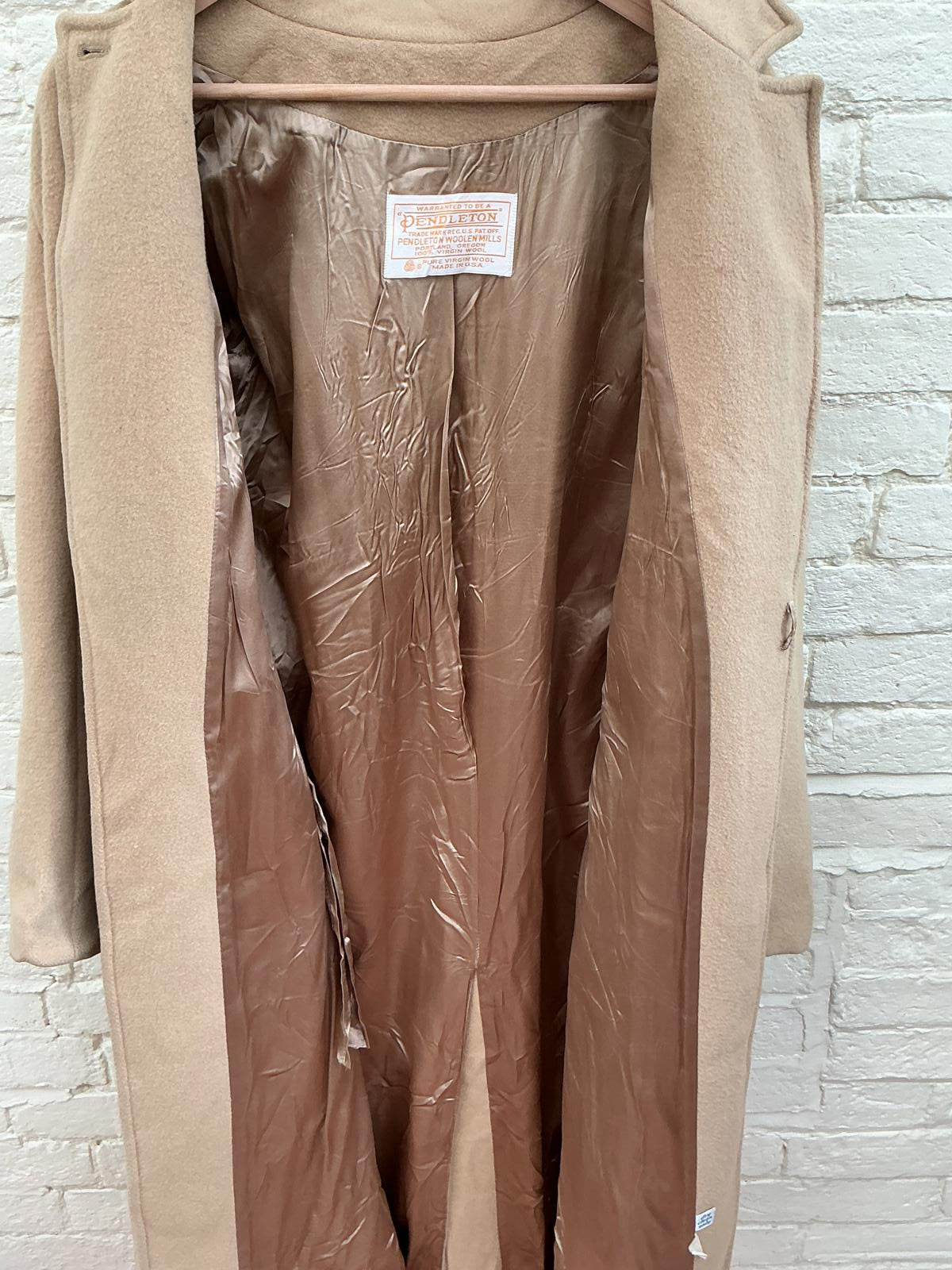 Pendleton Beige Women's Long Wool Trench Coat with Belt