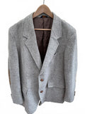 Men's Grey Wool Blend Blazer with Elbow Patches