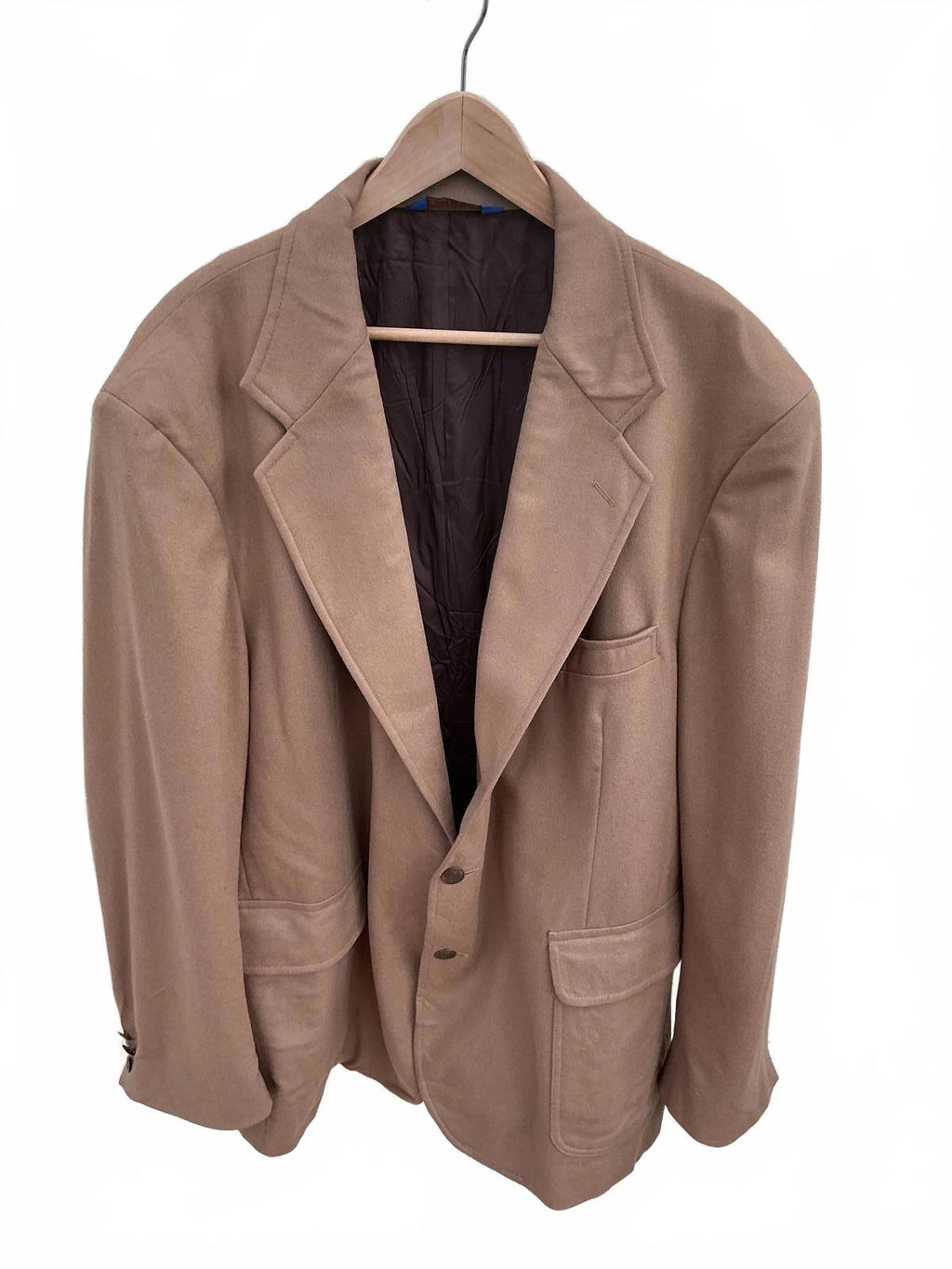 Men's Camel Brown Blazer with Button Closure