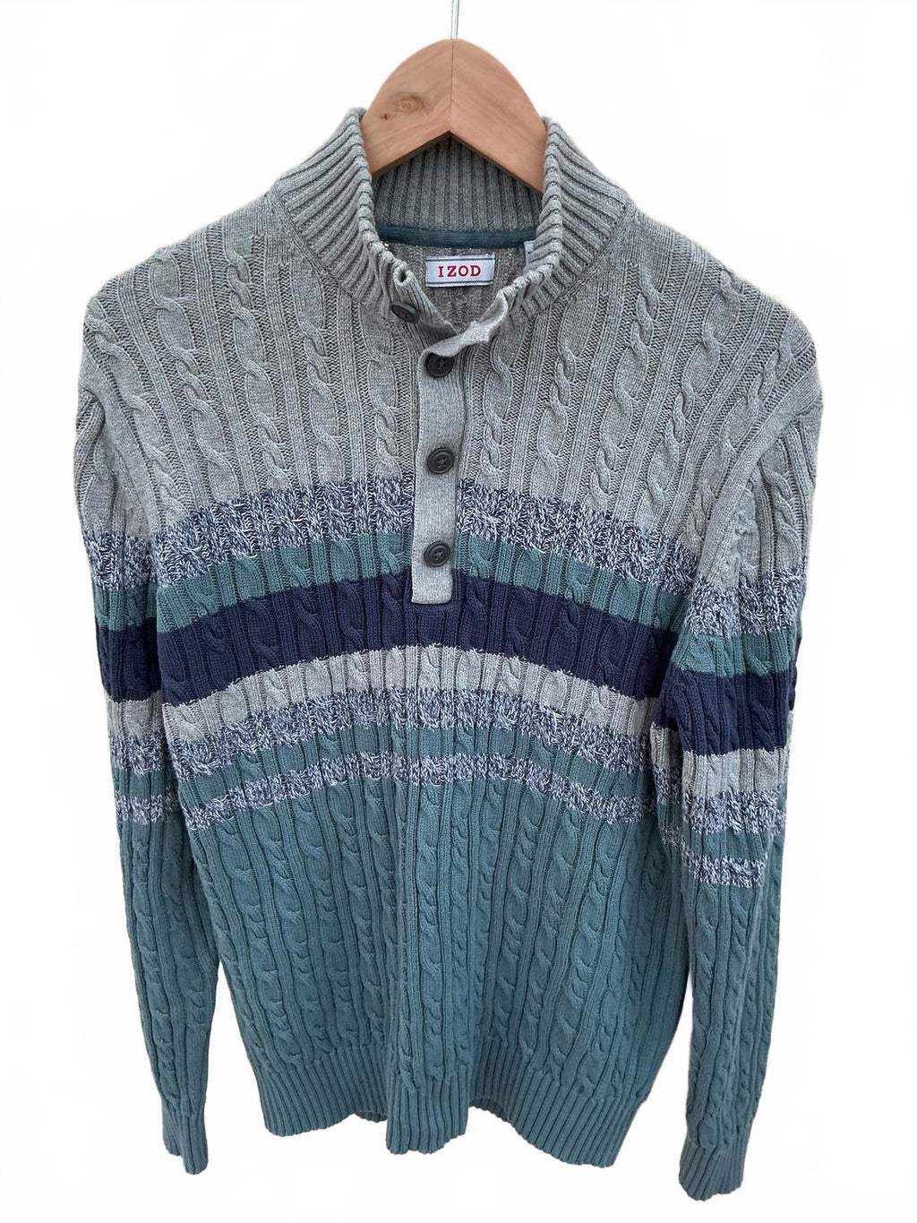 IZOD Men's Cable Knit Button-Up Sweater