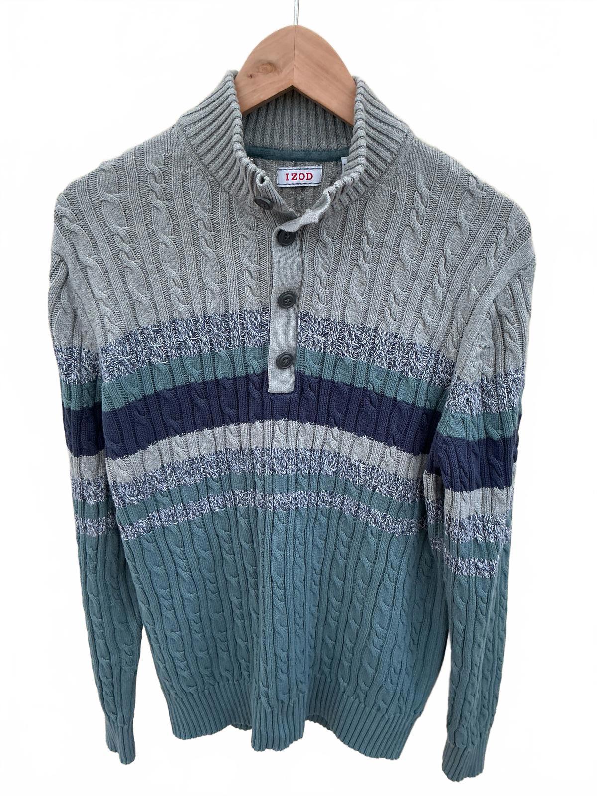 IZOD Men's Cable Knit Button-Up Sweater