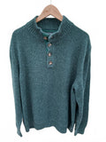 Izod Men's Green Knit Sweater with Button Collar