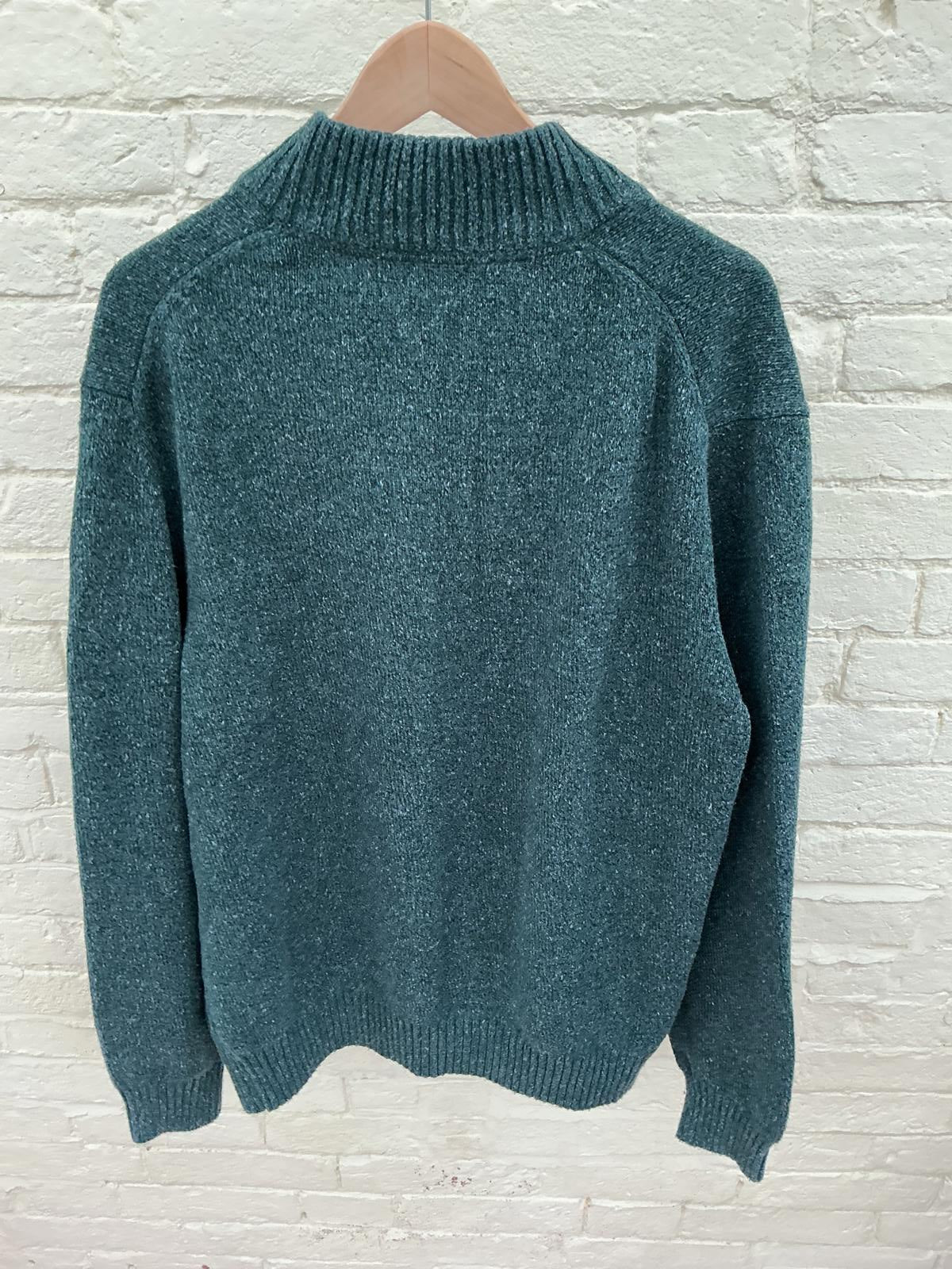 Izod Men's Green Knit Sweater with Button Collar