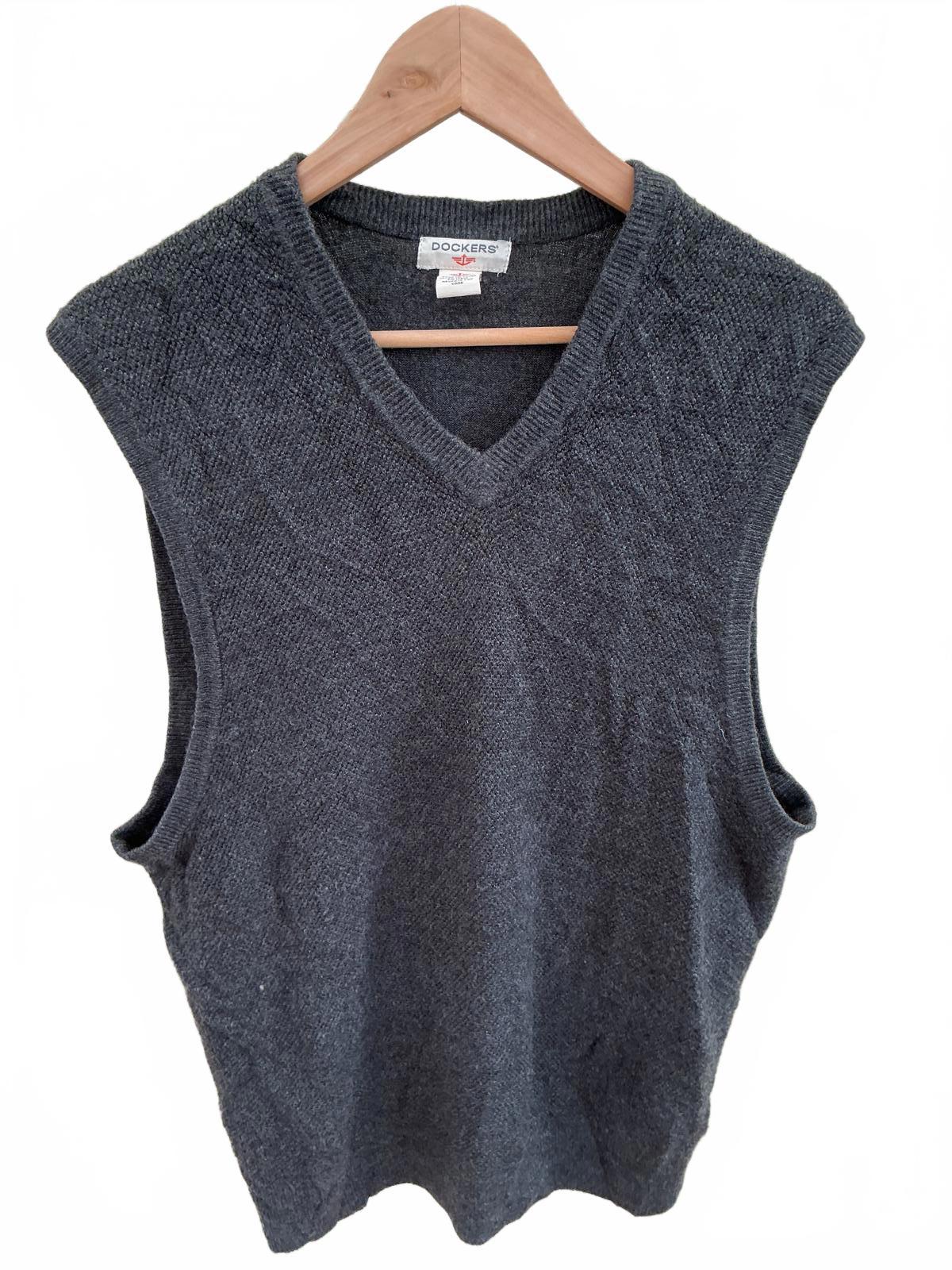 Dockers Men's V-Neck Sleeveless Sweater Vest Charcoal Grey XL/XXL