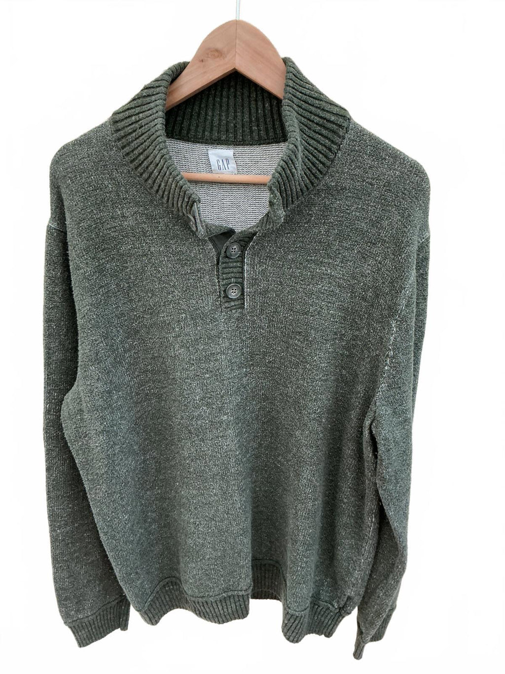 GAP Men's Green Shawl Collar Henley Sweater