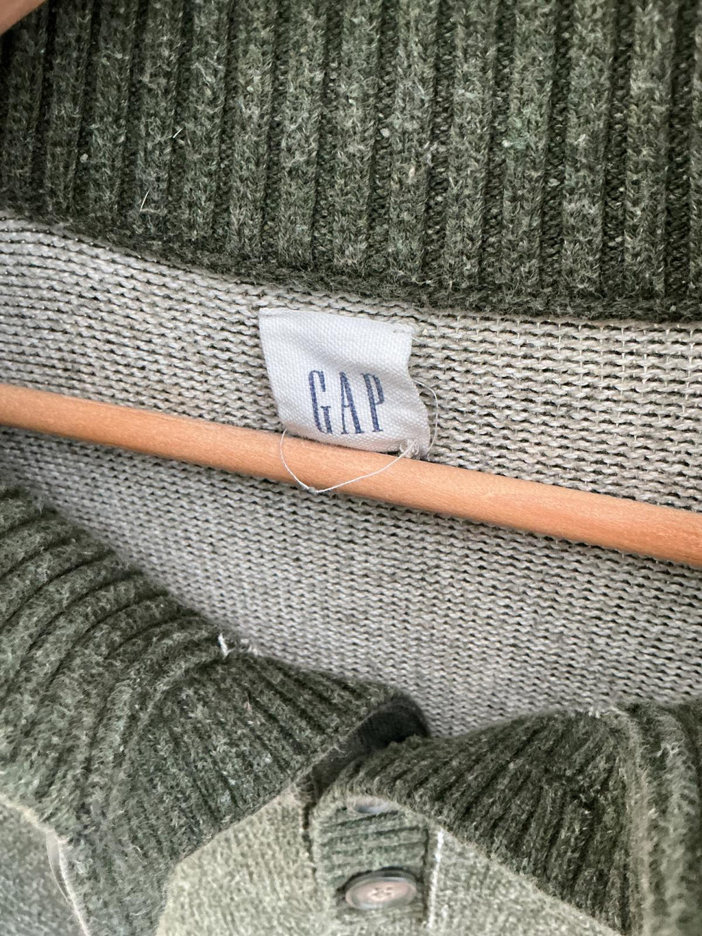 GAP Men's Green Shawl Collar Henley Sweater