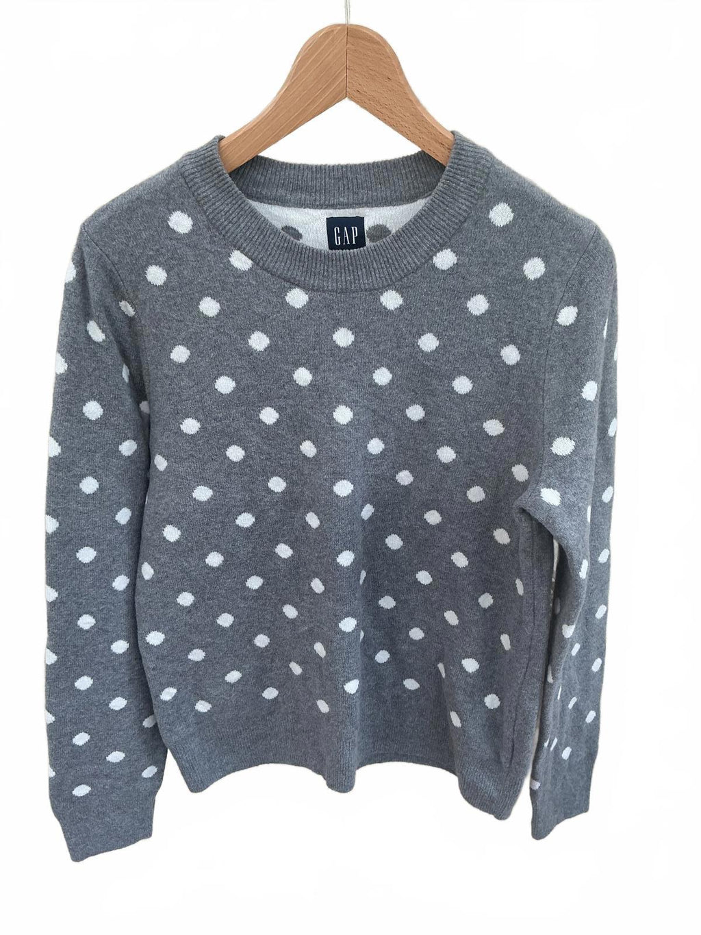 GAP Grey and White Polka Dot Women's Sweater Medium