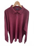 IZOD Men's XXL Long Sleeve Polo Shirt Burgundy Cotton