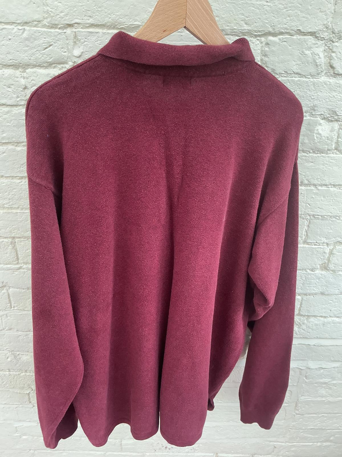 IZOD Men's XXL Long Sleeve Polo Shirt Burgundy Cotton