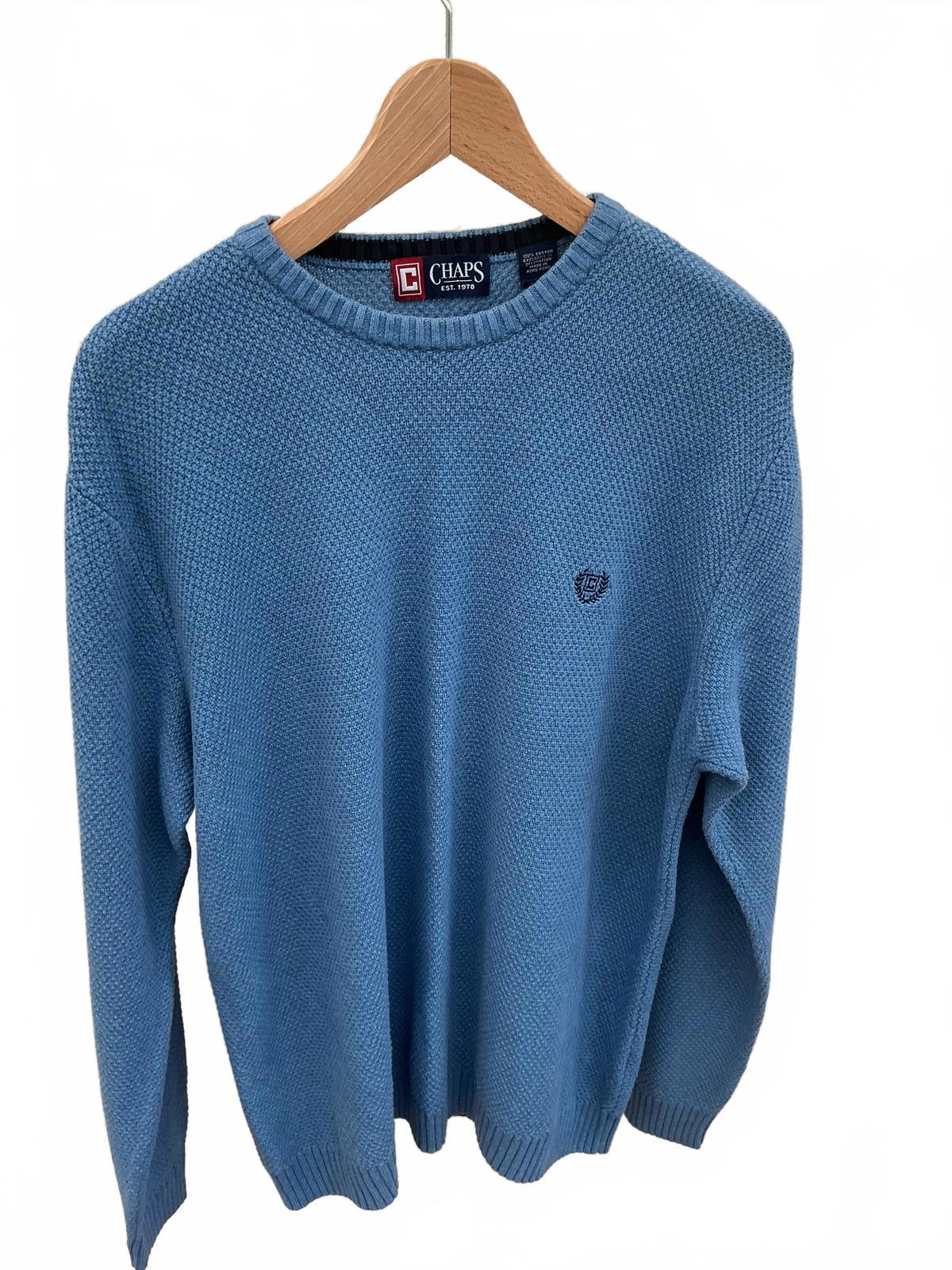 Chaps Men's Blue Cotton Crew Neck Sweater Medium