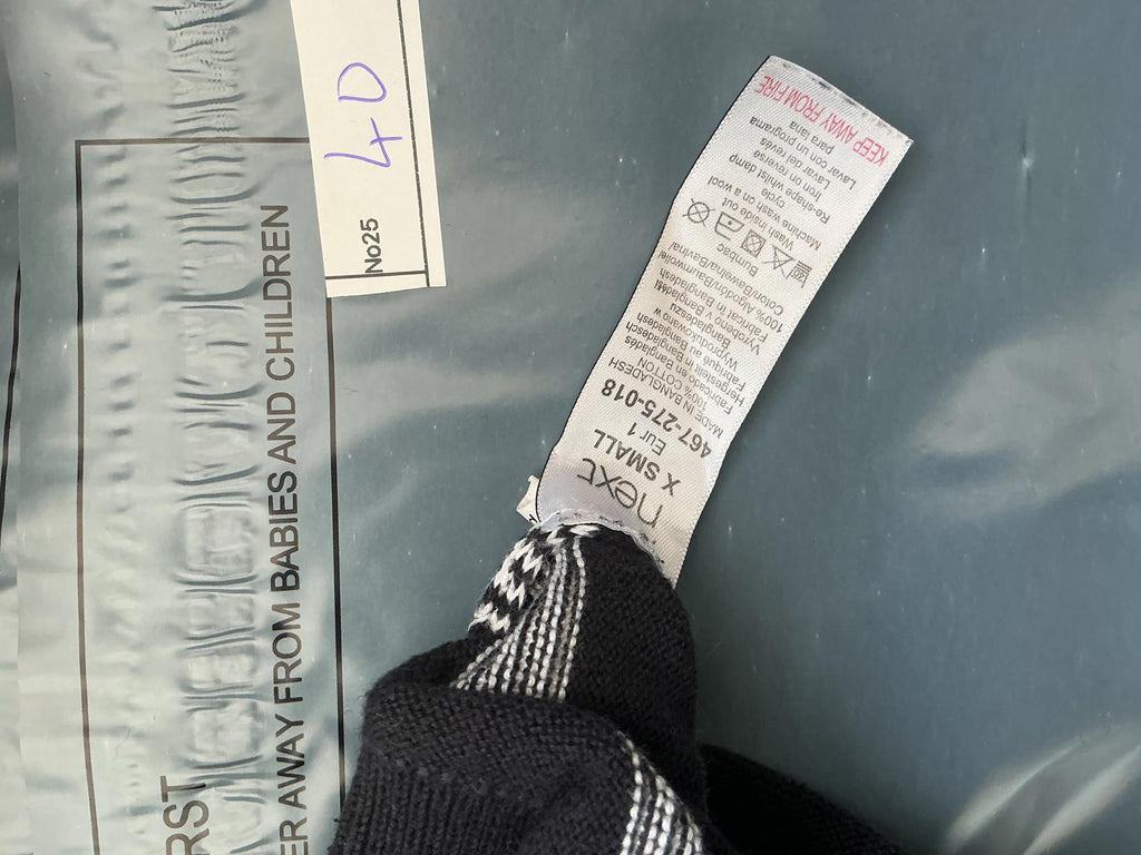 Next Black and White Striped Knit Sweater XS