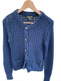 Eddie Bauer Blue Knit Button-Up Cardigan Sweater