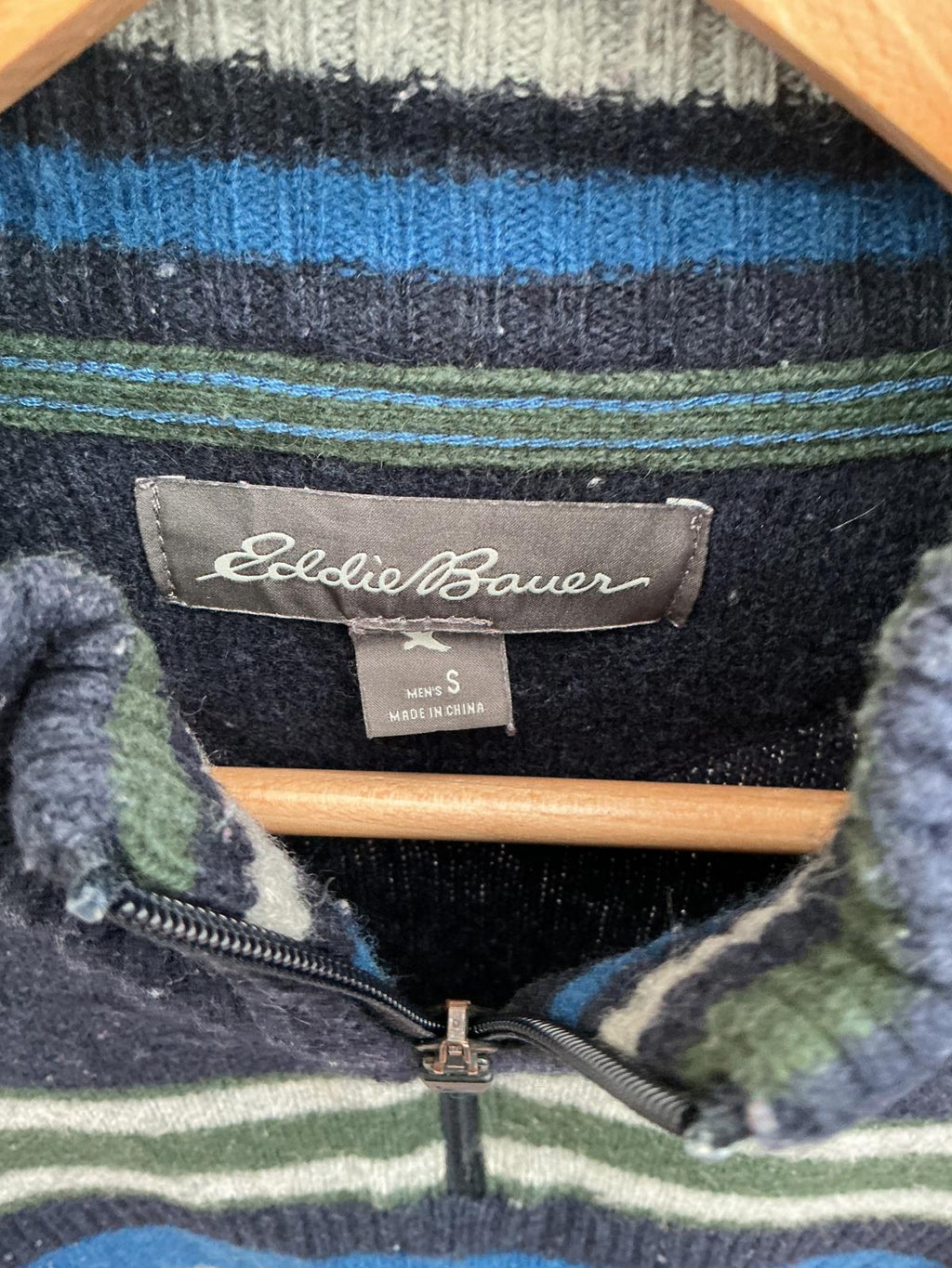 Eddie Bauer Men's Half-Zip Striped Sweater Size Small
