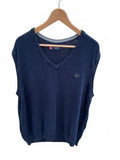 Chaps Men's Navy Blue V-Neck Sweater Vest Cotton Large