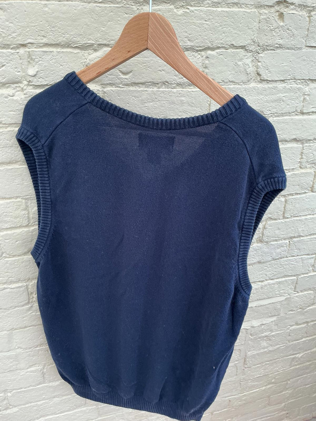 Chaps Men's Navy Blue V-Neck Sweater Vest Cotton Large
