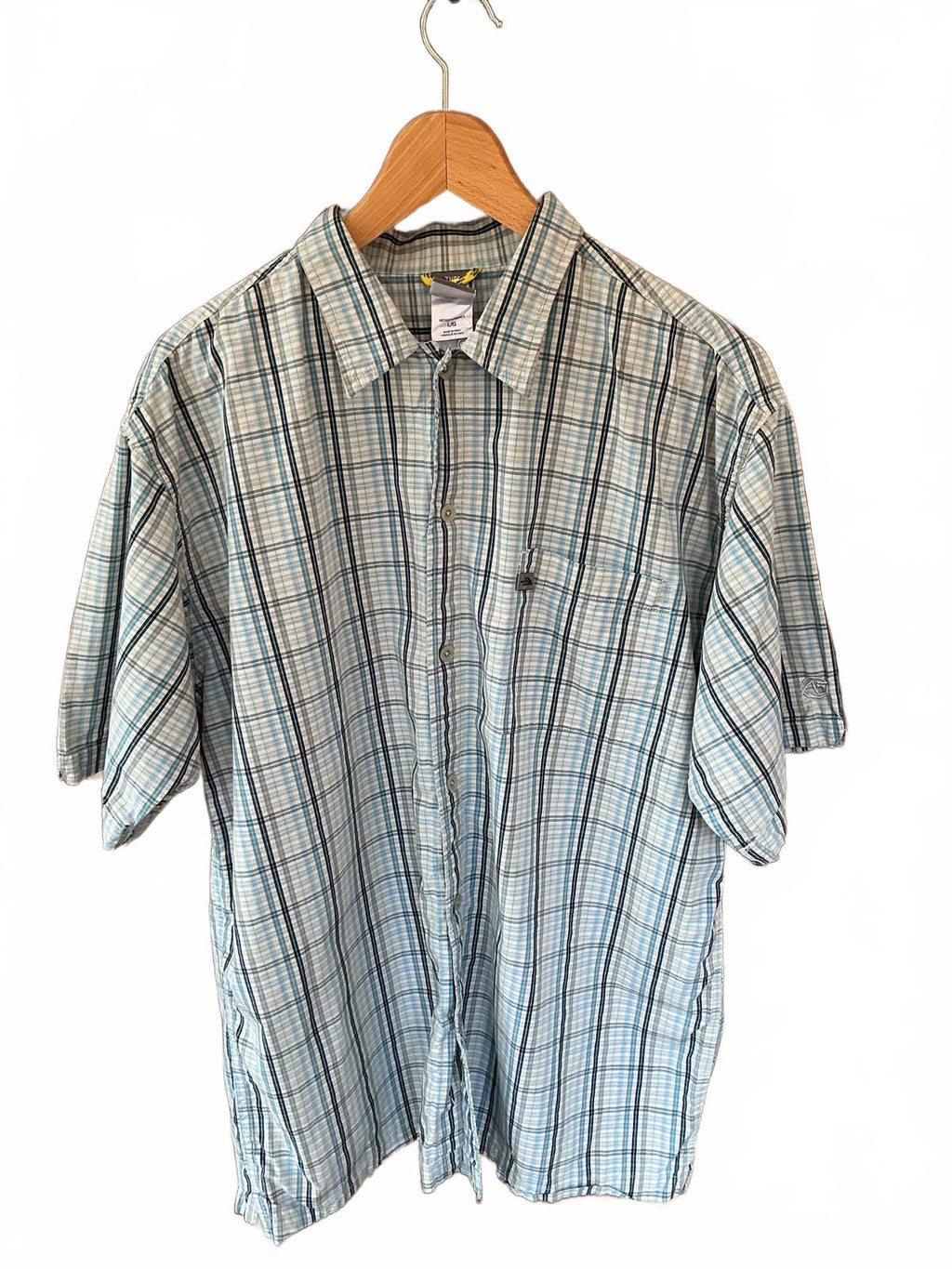 TNF Men's Large Casual Short Sleeve Button-Up Shirt Plaid Cotton
