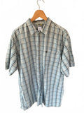 TNF Men's Large Casual Short Sleeve Button-Up Shirt Plaid Cotton
