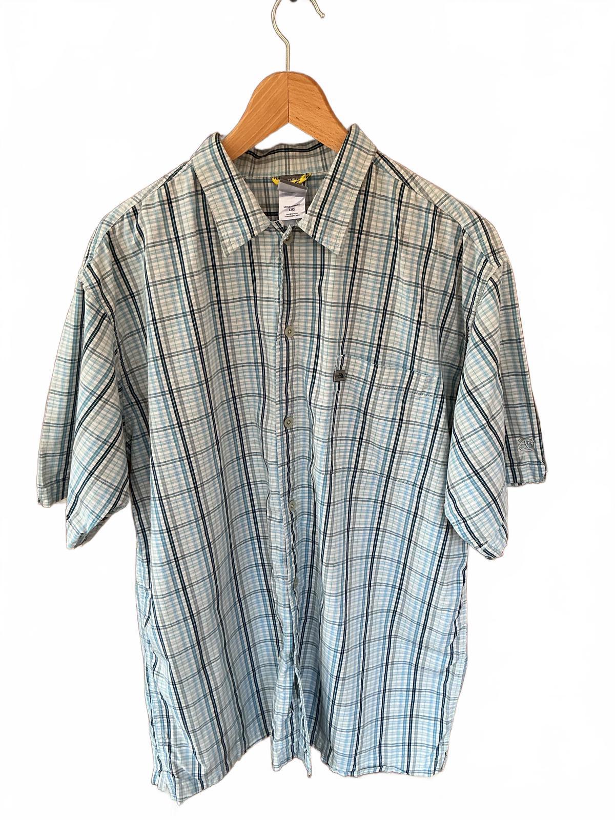 TNF Men's Large Casual Short Sleeve Button-Up Shirt Plaid Cotton