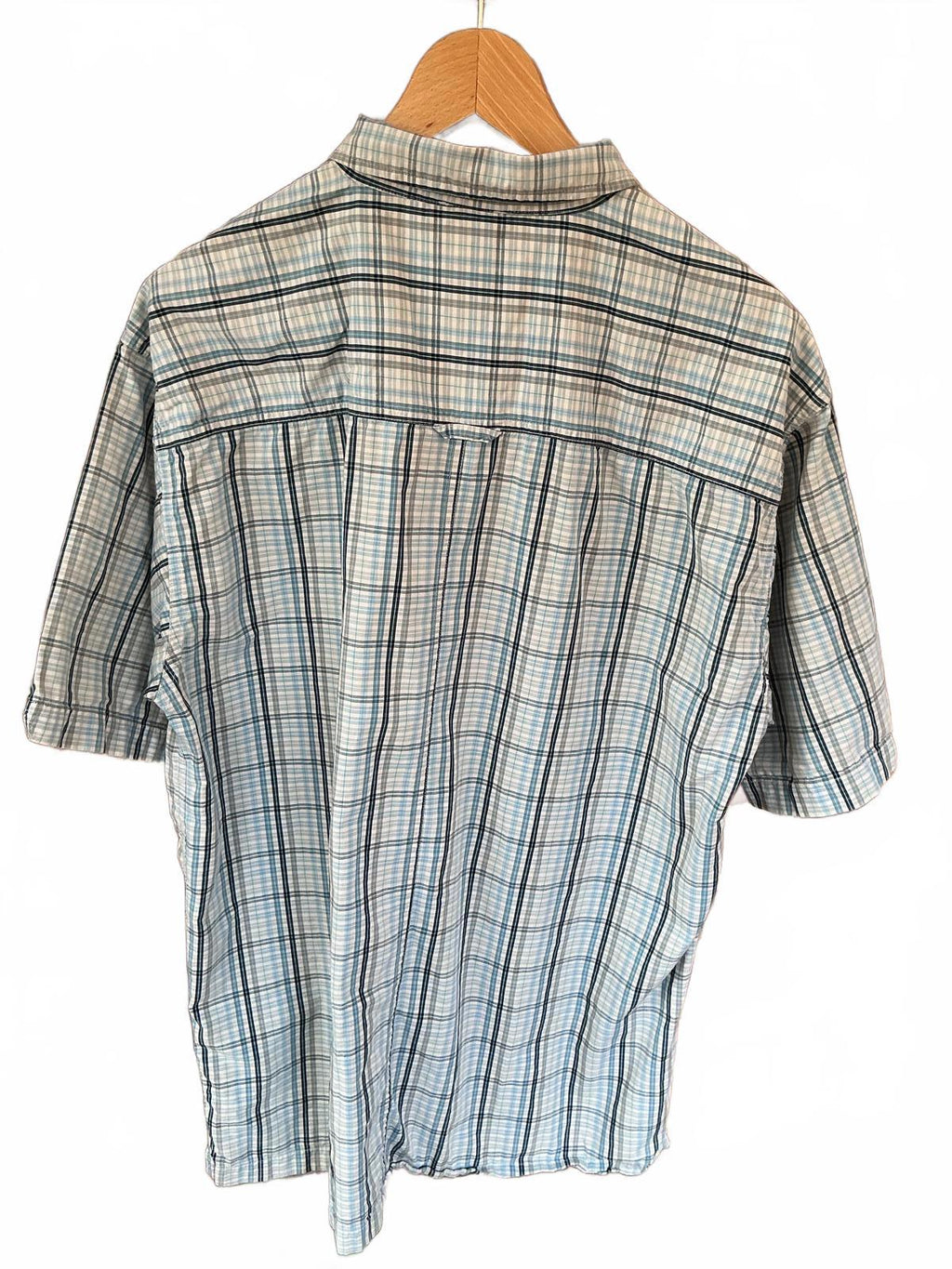 TNF Men's Large Casual Short Sleeve Button-Up Shirt Plaid Cotton