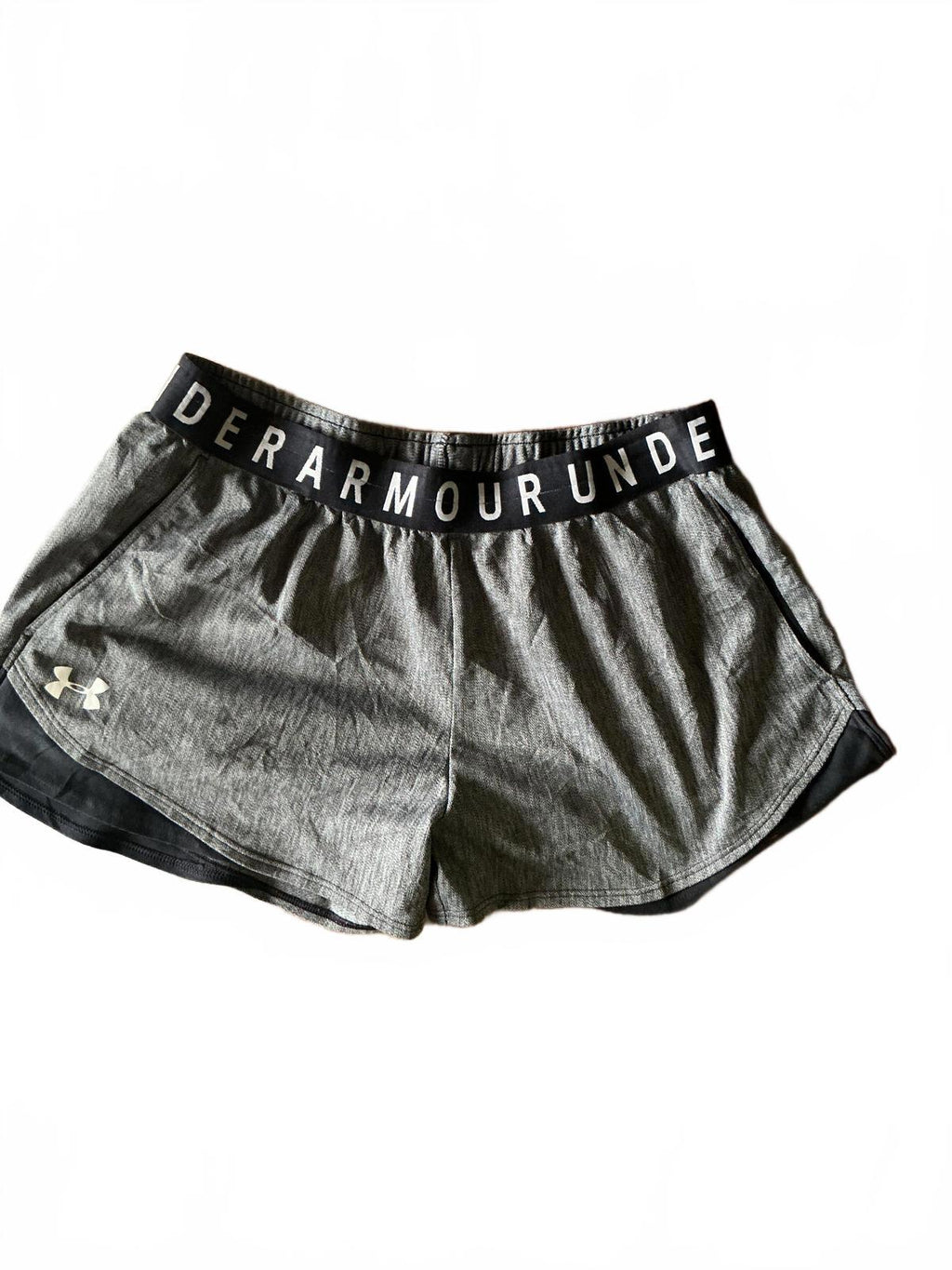 Under Armour Women's Grey Activewear Shorts with Branded Waistband