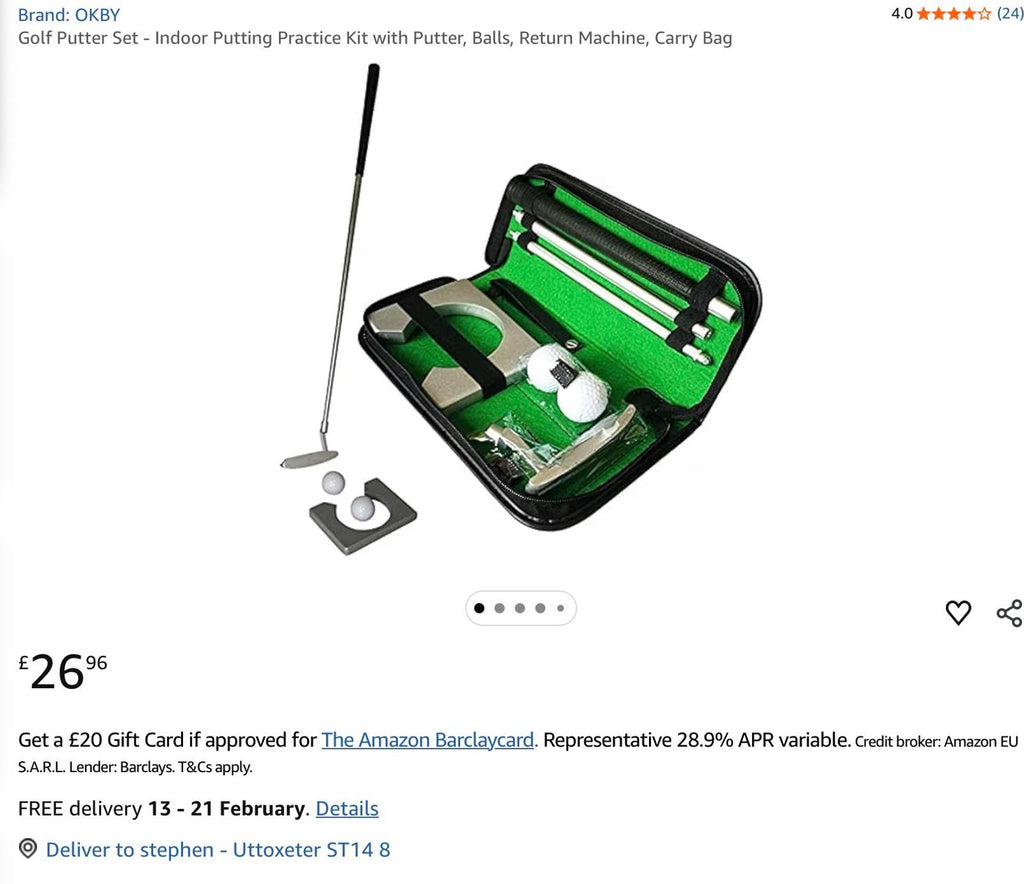 Portable Golf Putting Practice Set with Carry Case